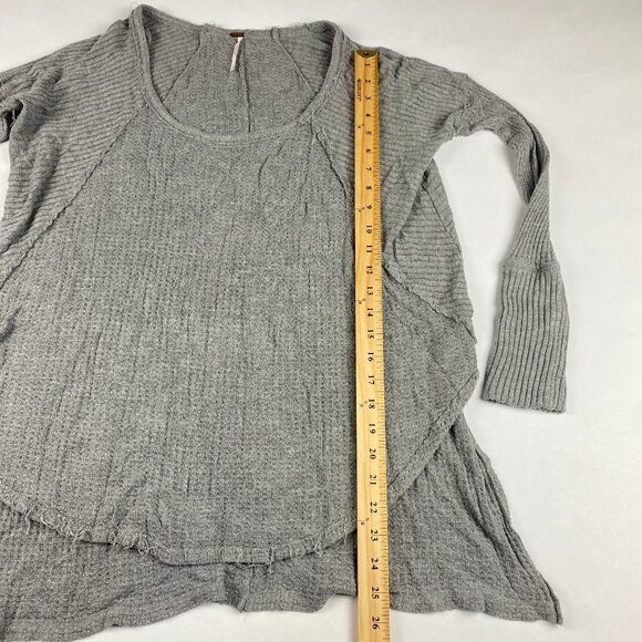 Free People Ventura Waffle Knit Hi Lo Shirt Women's Size M Gray - Picture 11 of 16